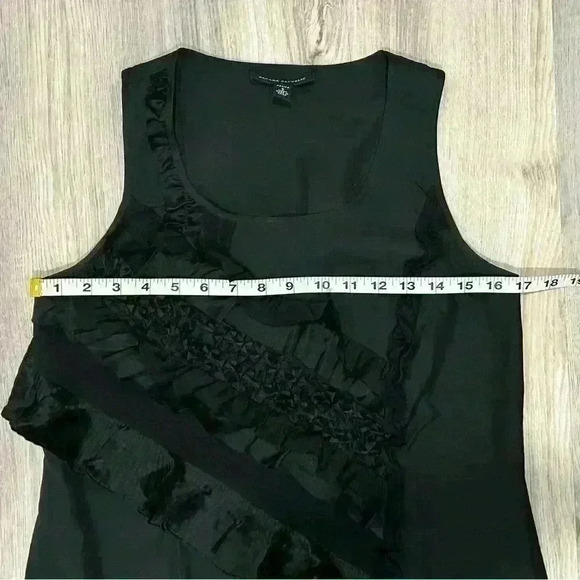 Banana Republic Women's 100% Silk Black Ruffle Sleeveless Shift Dress Size SP - Picture 7 of 8